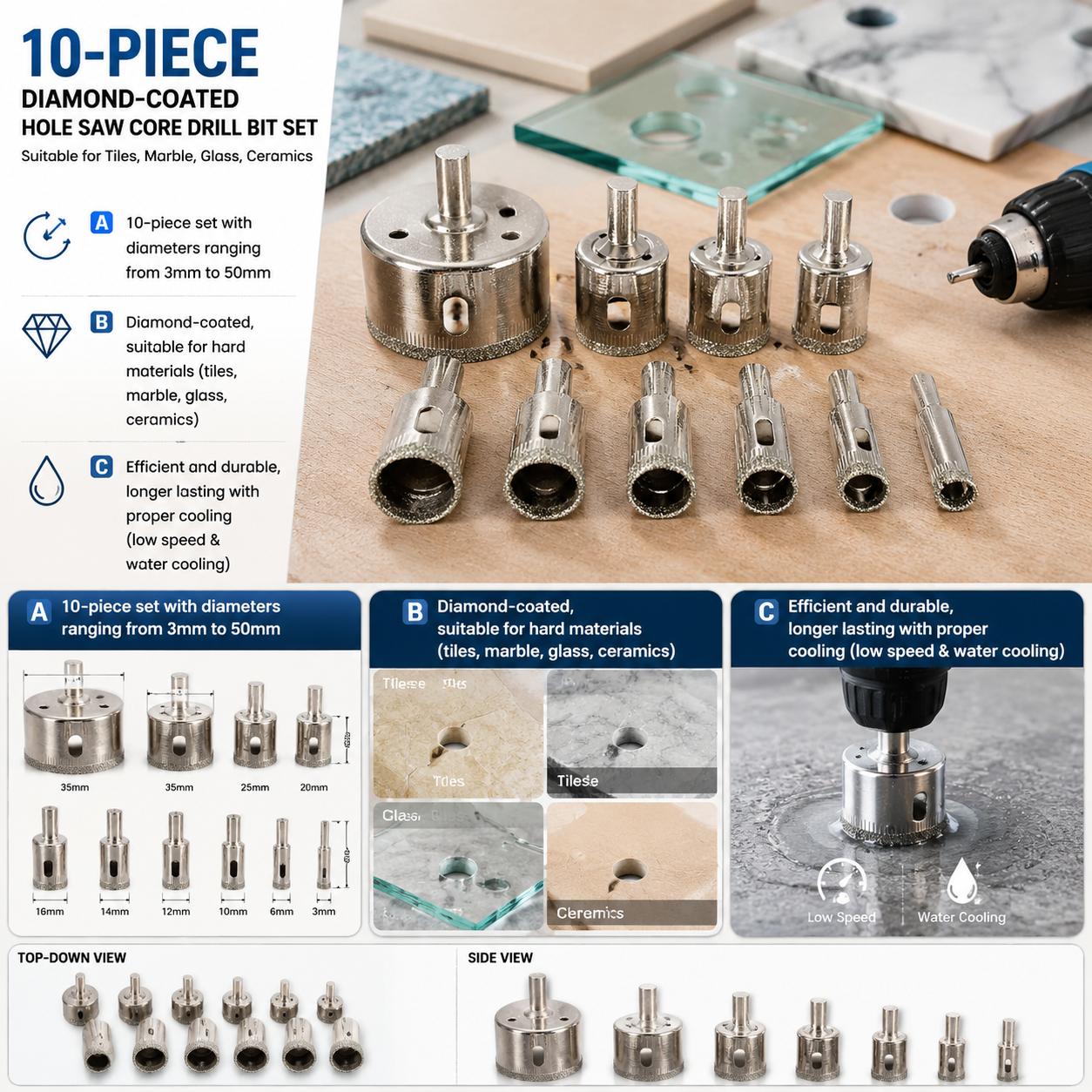 Diamond Coated Drill Bits Set  - Reciprocating Saw Attachment Drill ulasan dan harga