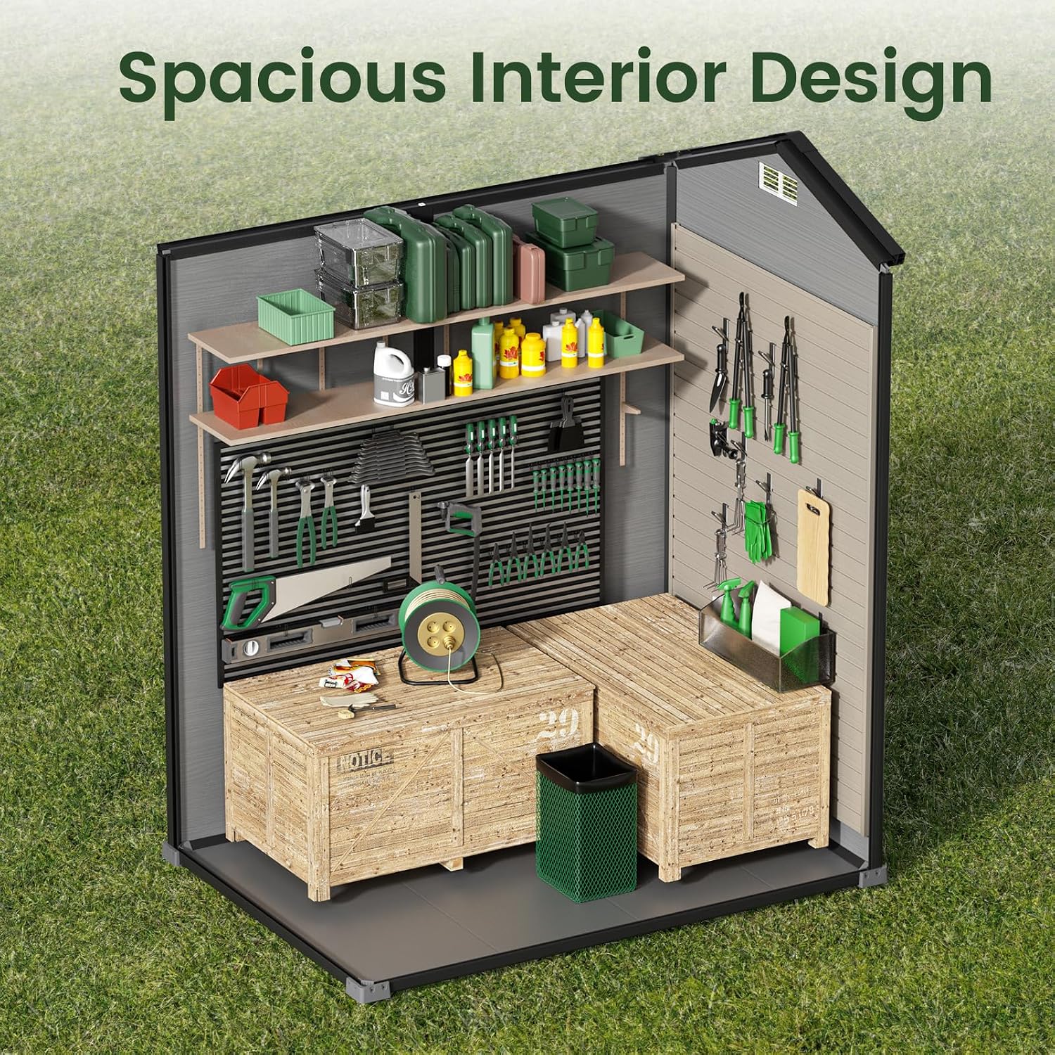 Outdoor Storage Shed with Floo - Garden Tools ulasan dan harga