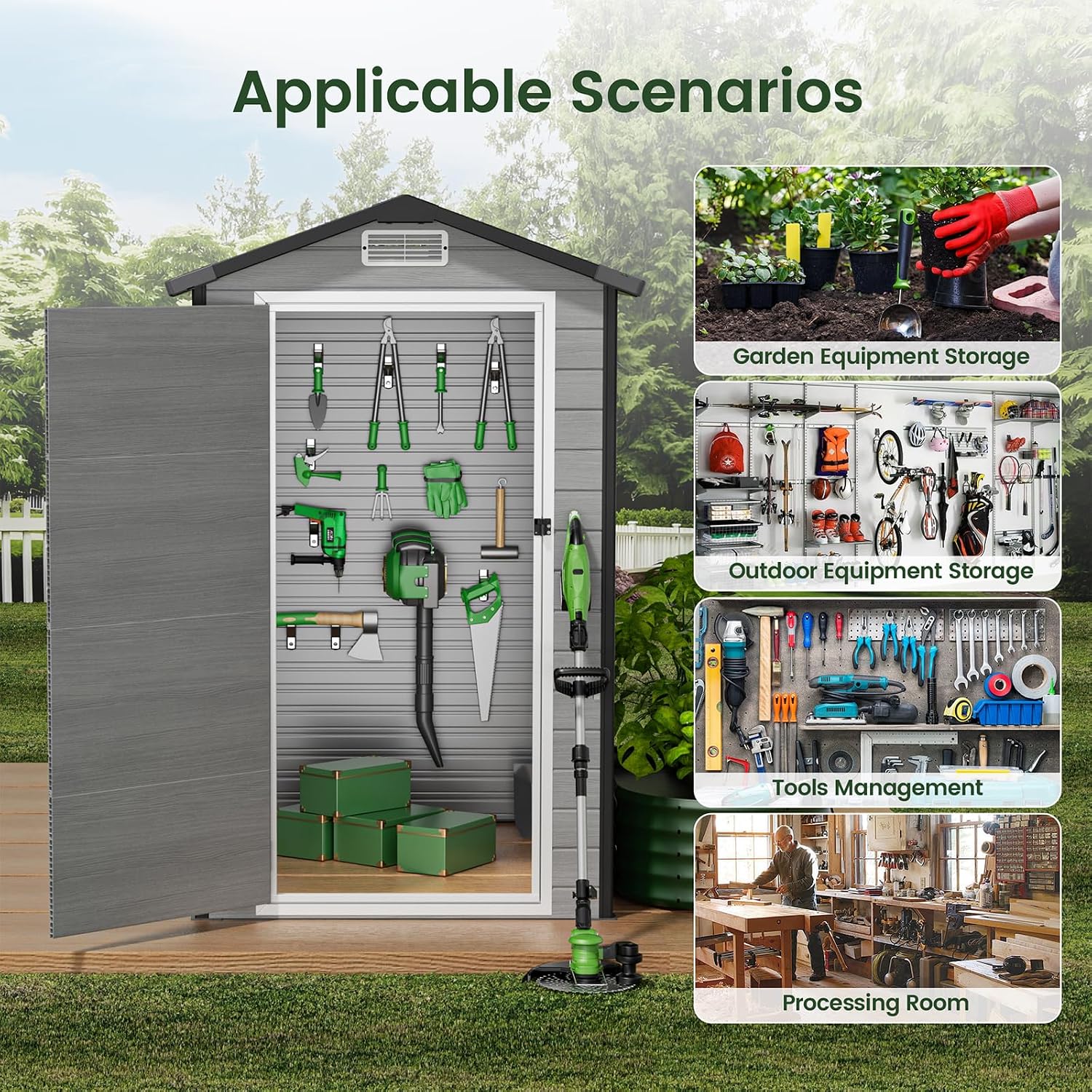 Outdoor Storage Shed with Floo - Garden Tools ulasan dan harga