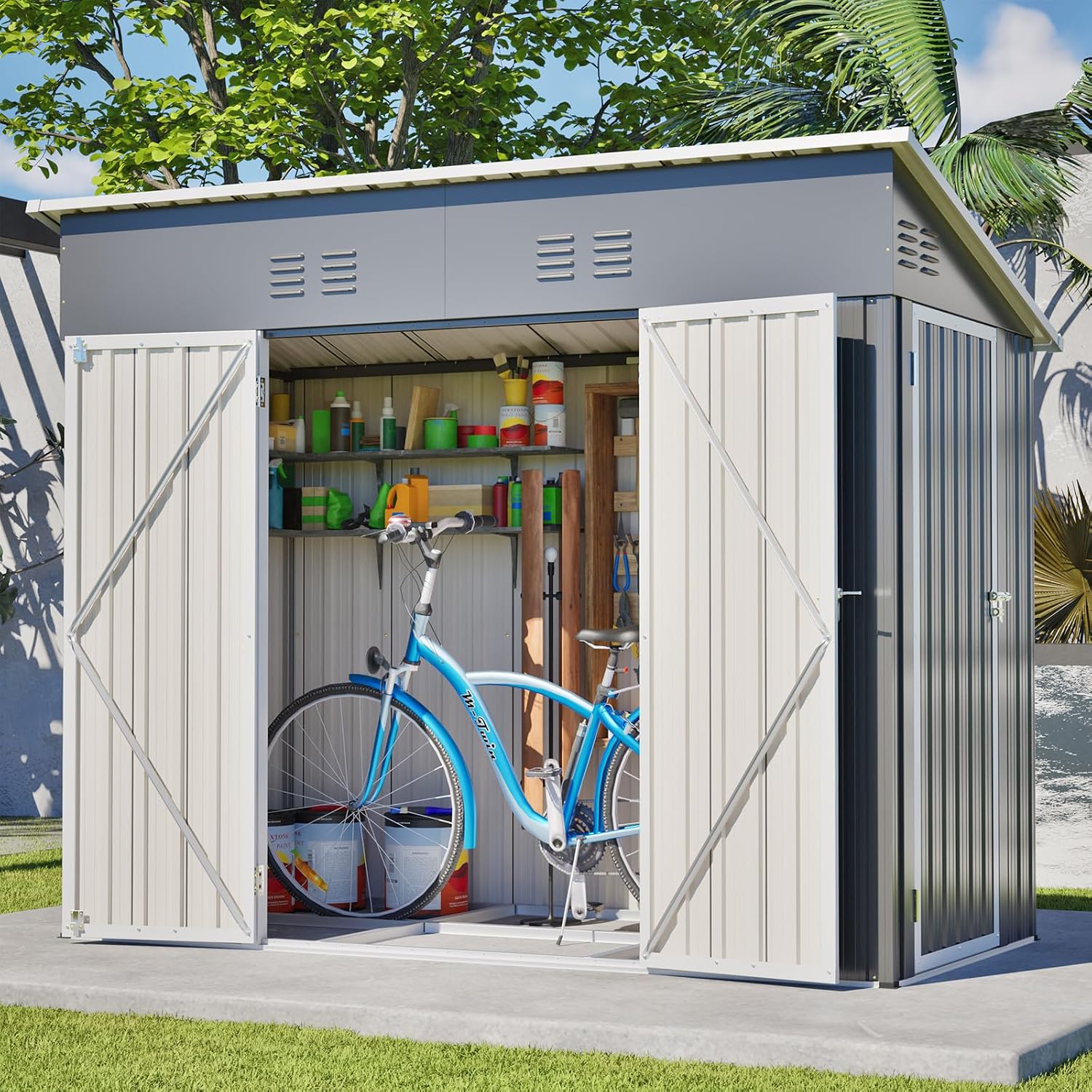 8x4 FT Outdoor Storage Shed wi - Garden Tools ulasan dan harga