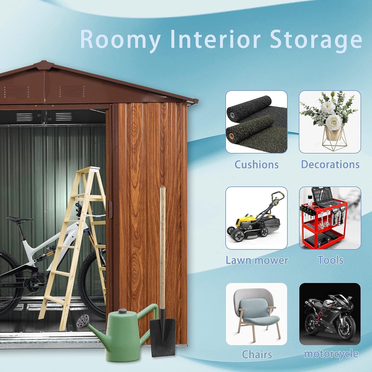 6x6FT Metal Outdoor Storage Sh - Garden Tools ulasan dan harga
